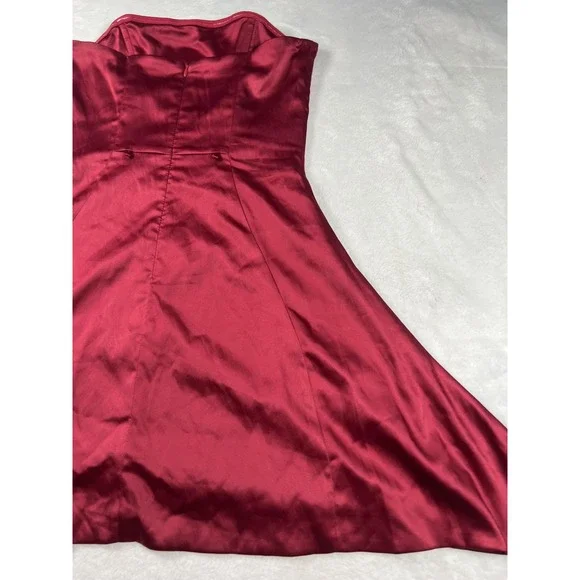 Babyboo Dress Womens Small Red Strapless Satin A-Line Fit & Flare Cocktail Party - Picture 10 of 12